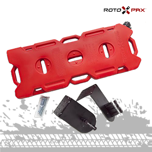 rotopax red gasoline container with L-bracket